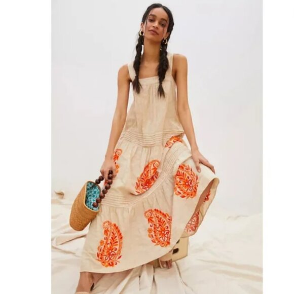 Anthropologie Dresses & Skirts - Anthropologie Felicity Embroidered Cutout Maxi Dress Large
